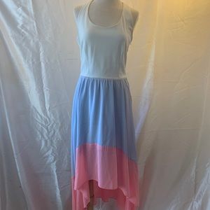 Anthropologie dress Medium, racer back high low color block